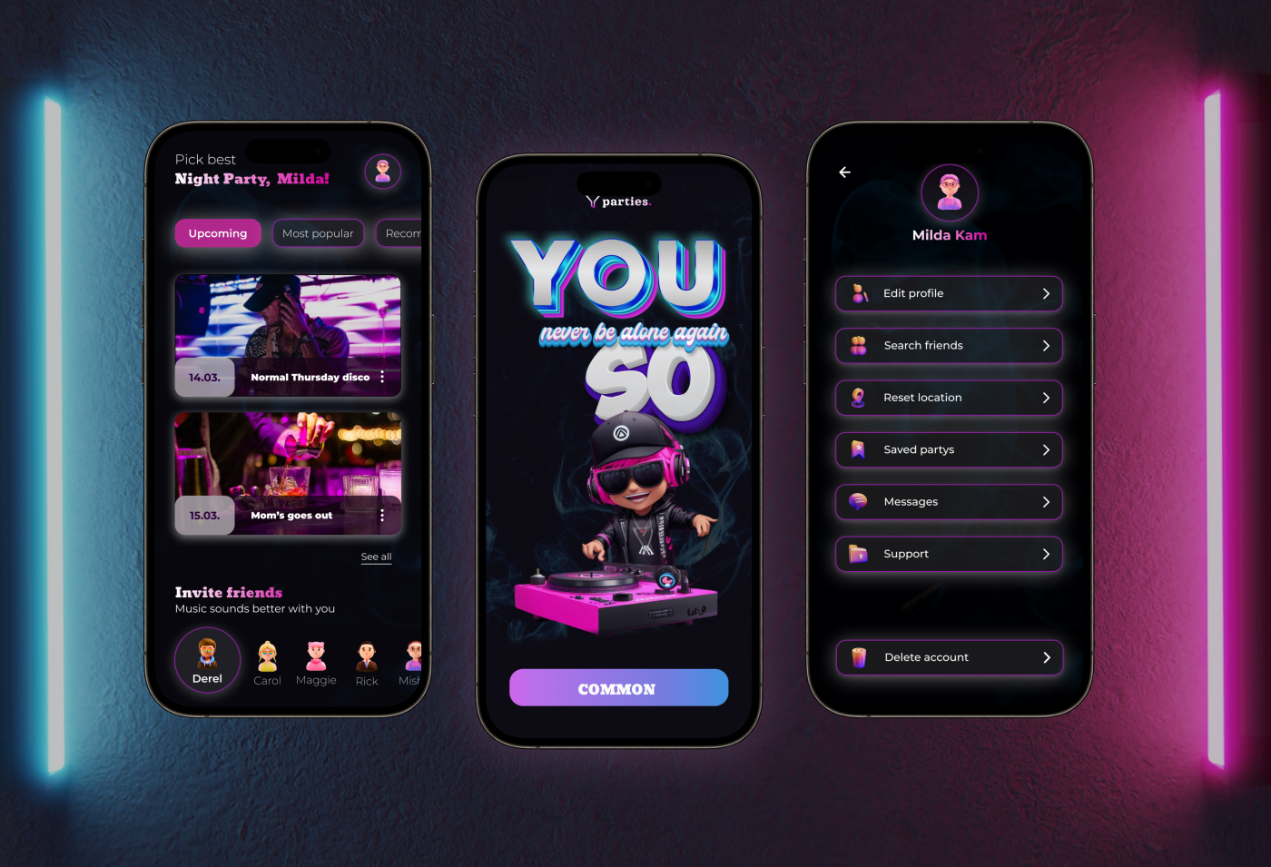 Party mobile app design